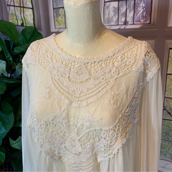 Indigo Thread Co Lace Embroidery Embroidered Off White Flowy Fancy Boho - Picture 2 of 15